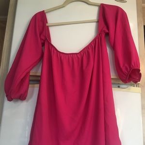 size L pink off-shoulder top